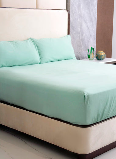 Mint Elegance Solid Fitted Sheet Set - RAZAEE