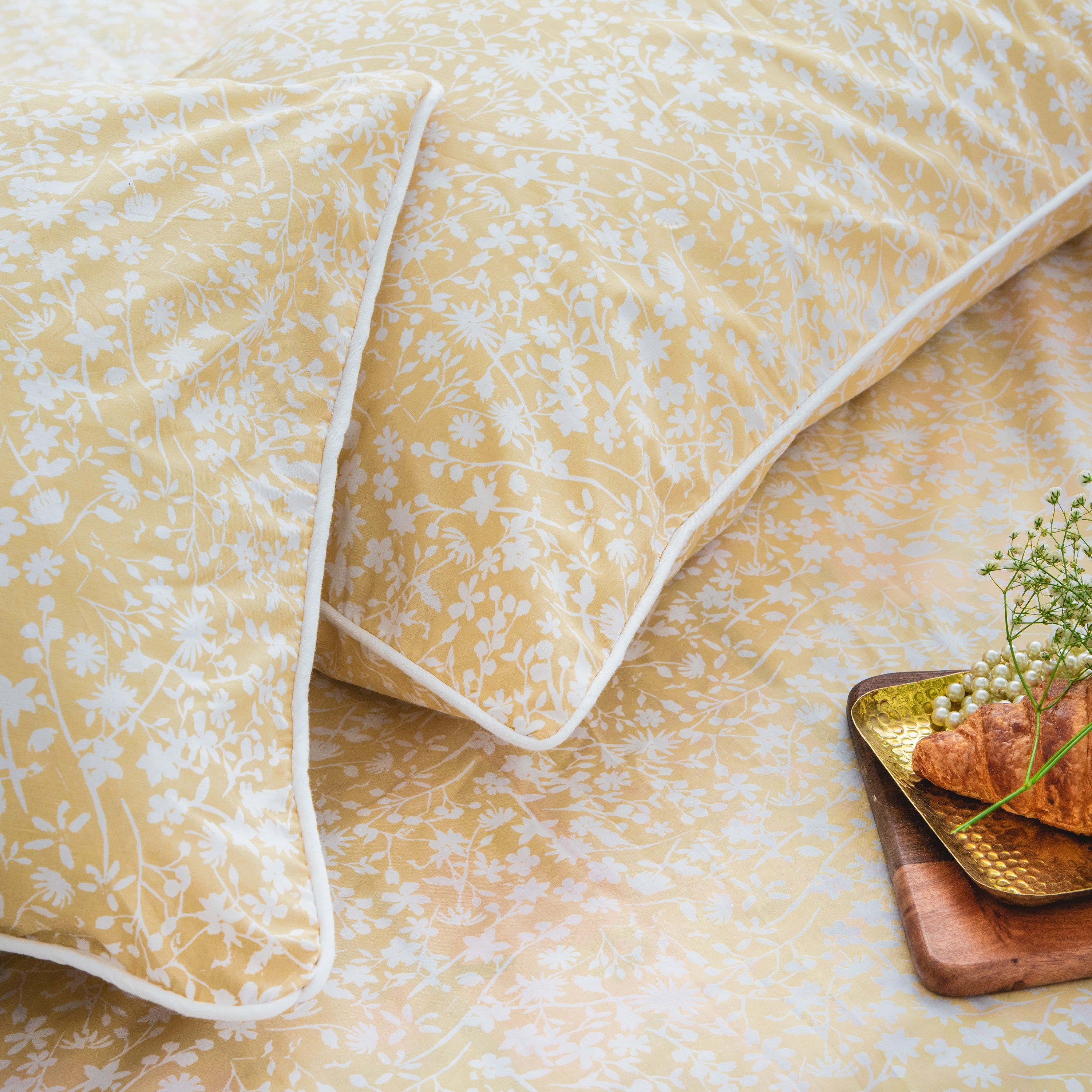Mellow Yellow Pure Cotton Percale Pillow Covers - RAZAEE