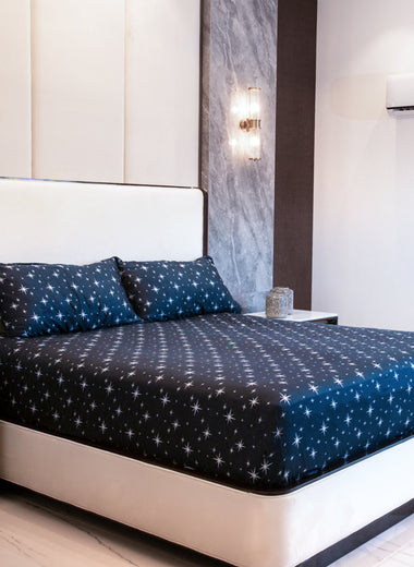 Midnight Stardust Fitted Sheet Set - RAZAEE