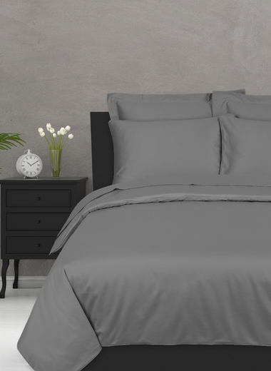 Charcoal Grey Pure Cotton Sateen BedSheet Set - RAZAEE