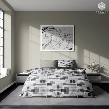 Minimal Geometric Pure Cotton Percale Duvet Cover Set - RAZAEE