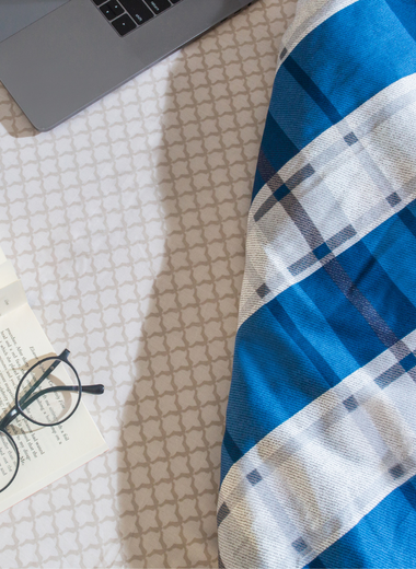 Blue Gingham Cotton Percale Duvet Cover Set - RAZAEE