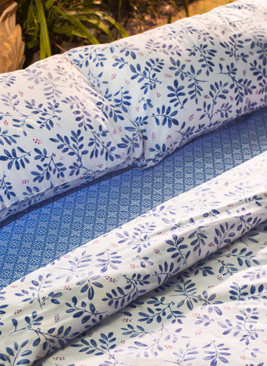 Moroccan Blue Cotton Rich Duvet Cover - RAZAEE