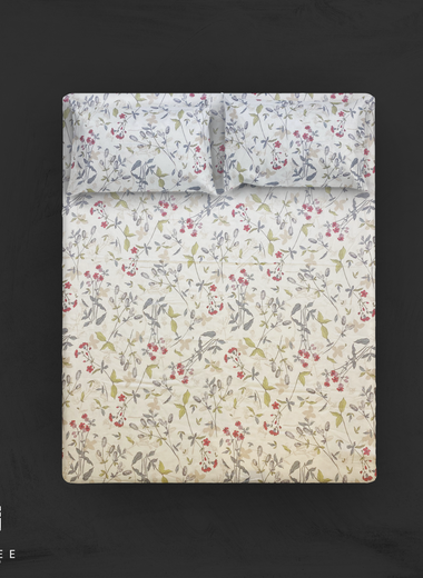 Orchid Blooms Pure Cotton Sateen Fitted Sheet Set - RAZAEE