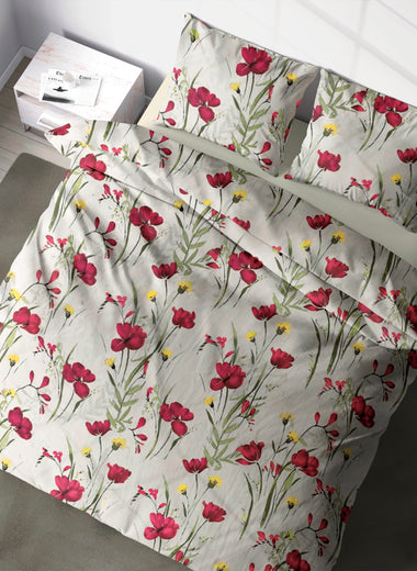 Crimson Serenity Pure Cotton Percale Duvet Cover Set - RAZAEE