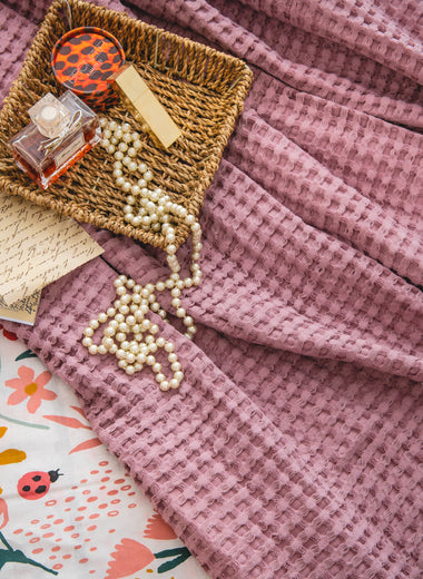 Blush Pink Waffle Weave Blanket - RAZAEE