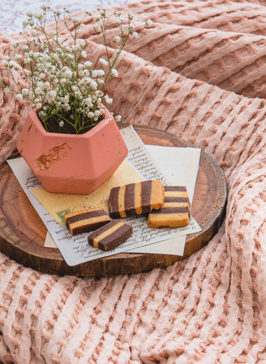 Peach Parfait Waffle Weave Blanket - RAZAEE