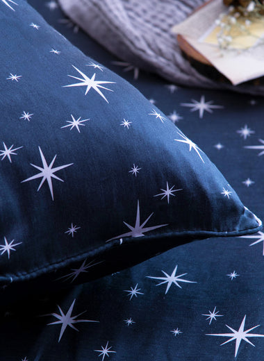 Midnight Stardust Pure Cotton Percale Duvet Cover Set - RAZAEE