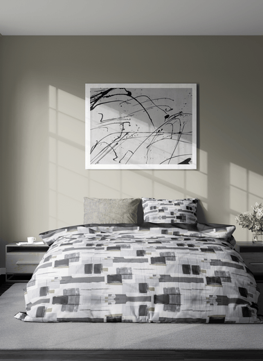 Minimal Geometric Pure Cotton Percale Duvet Cover Set