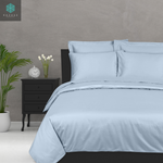 Ice Blue Sateen Duvet Cover & Fitted Sheet Set - RAZAEE