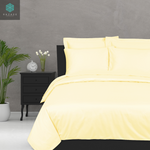 Pastel Lemon Sateen Duvet Cover & Fitted Sheet Set - RAZAEE