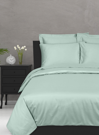 Mint Green Sateen Duvet Cover & Fitted Sheet Set