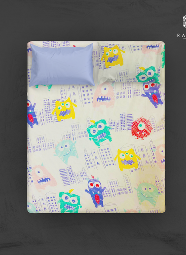 Monster City Pure Cotton Fitted Sheet Set